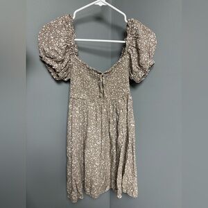 Aeropostale Beige Floral Smocked Dress